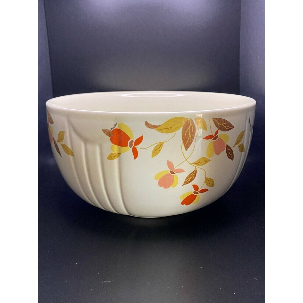 Hall Jewel Large Mixing Bowl 9" Porcelain Tea Autumn Leaf VINTAGE (17)